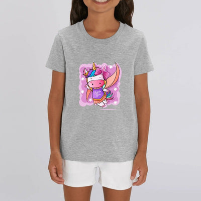 t-shirt licorne enfant gris super girl coton bio