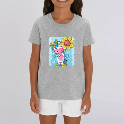 t-shirt licorne enfant gris tournesol magique coton bio