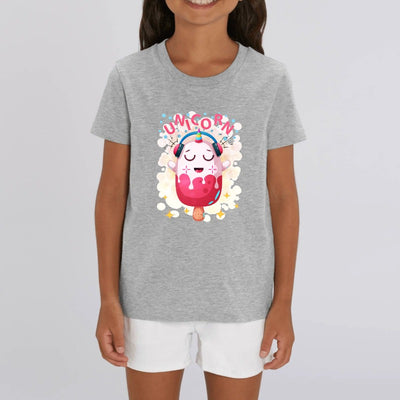 t-shirt licorne enfant gris icecream coton bio