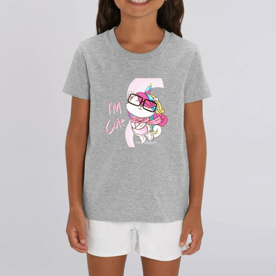 t-shirt licorne enfant gris cute caticorn coton bio