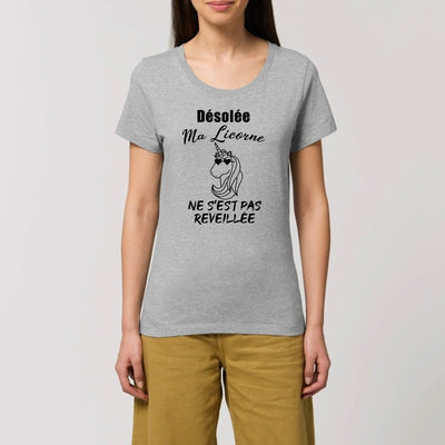 t shirt licorne femme gris ma licorne ne s'est pas réveilléé