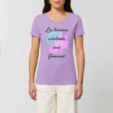 t-shirt licornes créatives Gémeaux XS S M L XL lavande coton bio 