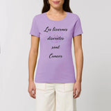 T-shirt licornes discrètes sont Cancer lavande coton bio 