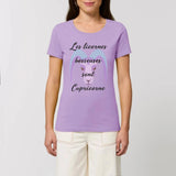 t-shirt licorne bosseuse capricorne XS S M L XL lavande coton bio 
