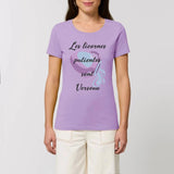 T-shirt licornes patientes Verseau XS S M L XL lavande coton bio