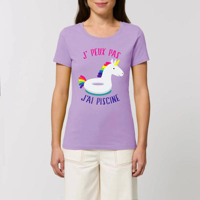 T-shirt licorne j'peux pas j'ai piscine lavande coton bio 