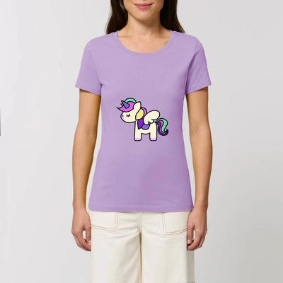 T-shirt licorne cute femme lavande coton bio 