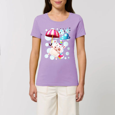 T-shirt femme licorne crazy fly lavande
