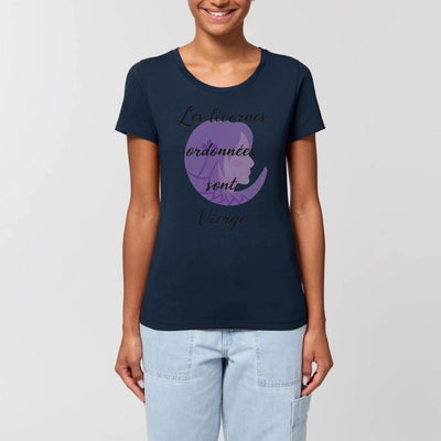 T-shirt licornes ordonnées Vierge XS S M L XL marine coton bio