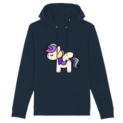 Hoodie licorne cute coton bio marine impression avant