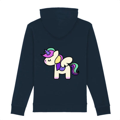 Hoodie licorne cute impression dos coton bio marine