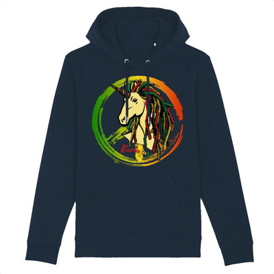 sweat hoodie licorne rastafari marine coton bio 