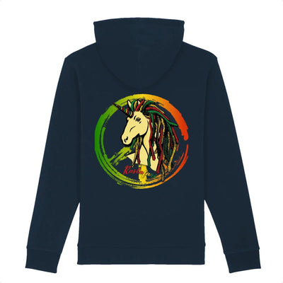 sweat hoodie licorne rastafari marine coton bio verso