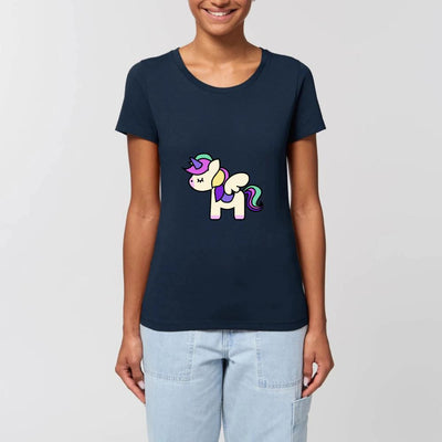 T-shirt licorne cute femme marine coton bio 