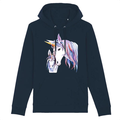 sweat Hoodie licorne mère fille marine  coton bio 