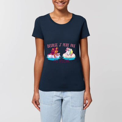 T-shirt licorne désolée j'ai piscine marine coton bio