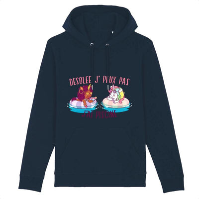 Hoodie licorne désolée j'ai piscine marine coton bio