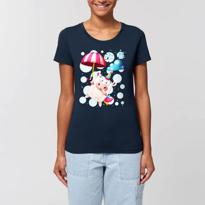 T-shirt femme licorne crazy fly marine