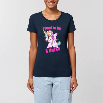 t-shirt licorne proud to be a nurse marine coton bio