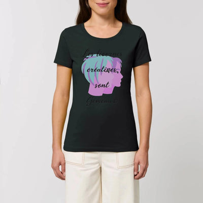 t-shirt licornes créatives Gémeaux XS S M L XL noir coton bio 