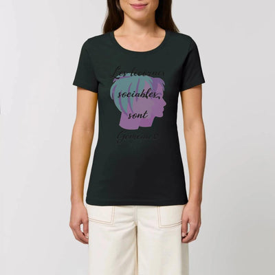 T-shirt licornes sociables sont Gémeaux noir coton bio