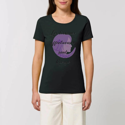 t-shirt licornes affectueuses vierge femme XS S M L XL noir coton bio 