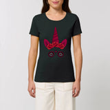 T-shirt Licorne Gothique crane mexicain noir coton bio 