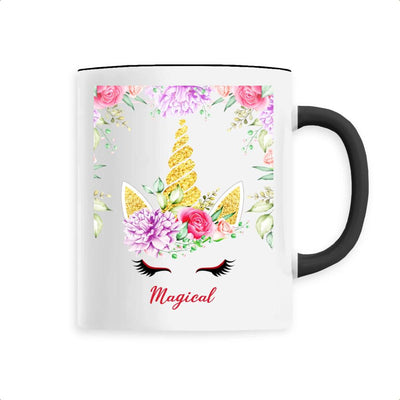 Mug Licorne Magical Décor Floral noir