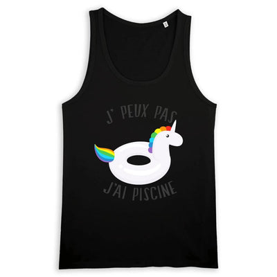 Débardeur licorne homme j'peux pas j'ai piscine noir coton bio
