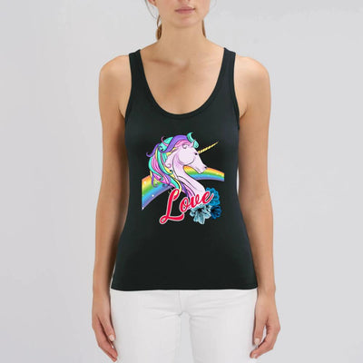 Débardeur licorne love noir coton bio 