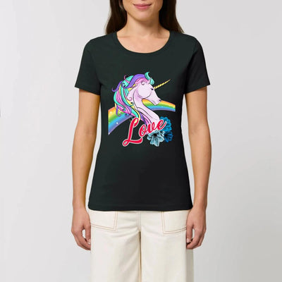 T-shirt licorne Love noir coton bio 