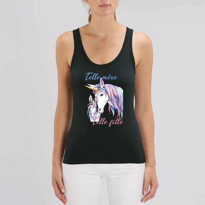 Débardeur licorne telle mère telle fille noir coton bio 