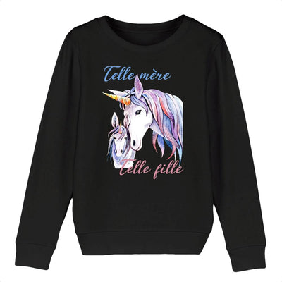 sweat-shirt licorne telle mère telle fille blanc coton bio 