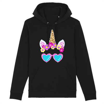 sweat hoodie licorne lunettes de soleil noir coton bio 