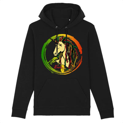 sweat hoodie licorne rastafari noir coton bio 