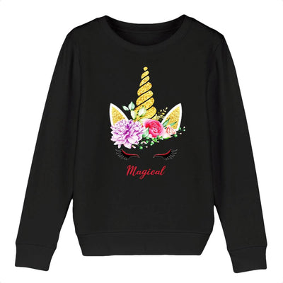 sweat licorne magical enfant noir coton bio 