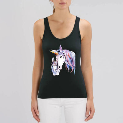 Débardeur licorne mère fille noir coton bio 