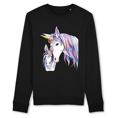 sweat-shirt licorne mère fille femme noir coton bio