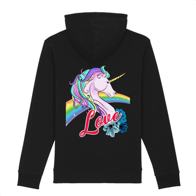 Hoodie licorne love femme noir coton bio dos