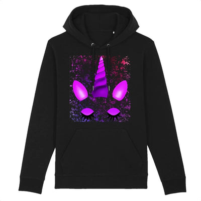 sweat hoodie licorne endormie noir coton bio