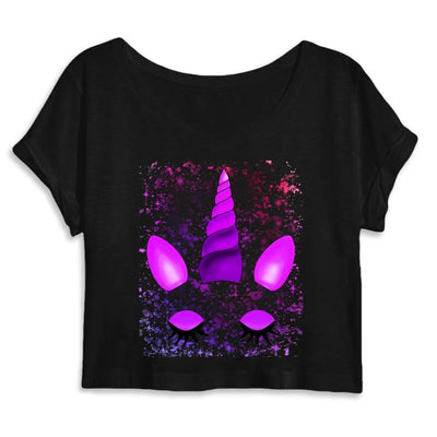 crop top licorne endormie noir coton bio 