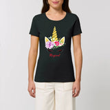 T-shirt licorne magical noir coton bio