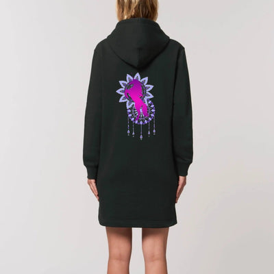 Robe hoodie licorne mandala noire coton bio