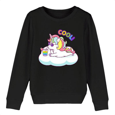 Sweat licorne cool enfant noir coton bio