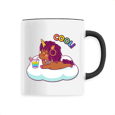 Mug licorne cool curly noir