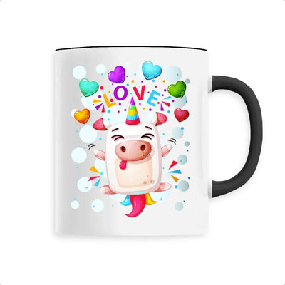Mug licorne crazy love noir