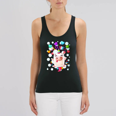 Débardeur femme licorne crazy love noir coton bio 