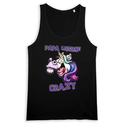 Débardeur papa licorne crazy noir coton bio