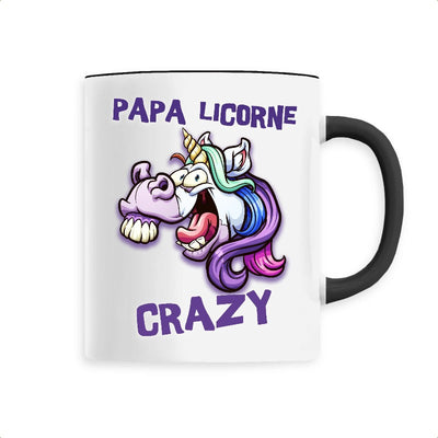 Mug papa licorne crazy noir