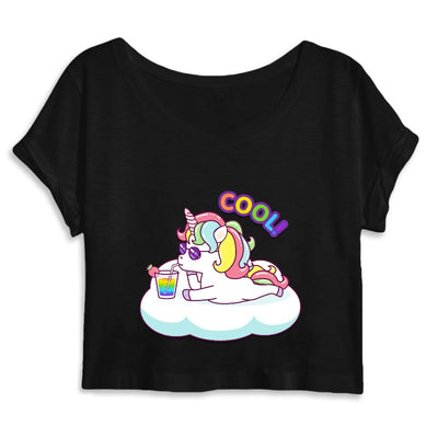 crop top licorne cool noir coton bio